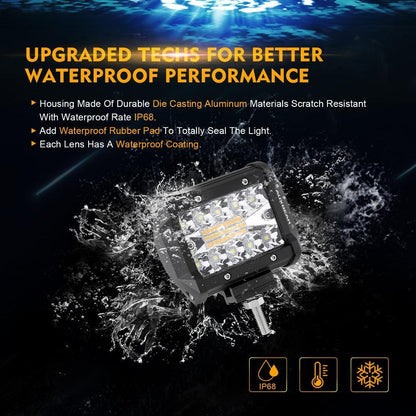 4″ 6 modes blanc&orange feu LED de travail projecteurs LED compacts avec Dual montant A support de montage pour Ford Bronco