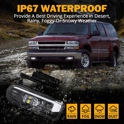 Homologation DOT LED antibrouillards avec DRL pour Chevrolet Silverado 1500/2500 1999–2002, 3500 2000–2001, Chevrolet