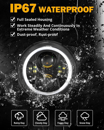 Upgraded 9″ rond LED phare avec RGB anneau Halo pour Jeep Wrangler JL – vue 6 – NOVADOMIO