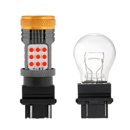 T25 3157 3156 Ampoules LED pour feux stop et arrière 56 W 600% haute luminosité sans erreur CAN-bus rouge stroboscopique