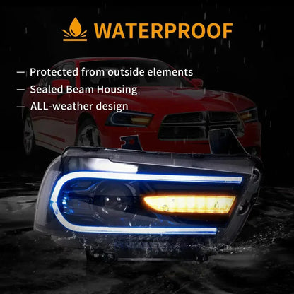 LED bloc optique avant RGB projecteur double faisceau noir pour 2011–2014 Dodge Charger (LD) – vue 8 – NOVADOMIO