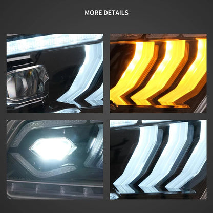 LED bloc optique avant projecteur double faisceau noir pour 2010–2014 Ford Mustang 5th Gen Facelifted – vue 5 – NOVADOMIO