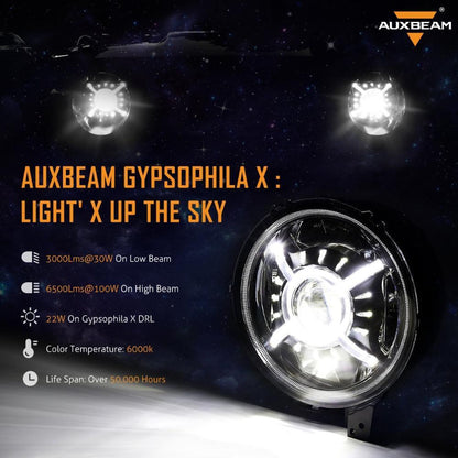 9″ rond 100 W phares LED avec DRL & 4″ 30 W LED antibrouillards pour 2018–2022 Jeep Wrangler JL, 2019–2022 Gladiator JT – vue