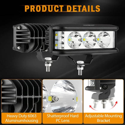 R5 série | 5″ 68 W blanc carré éclairage latéral faisceau longue portée Projecteurs LED compacts Barres LED – vue 4