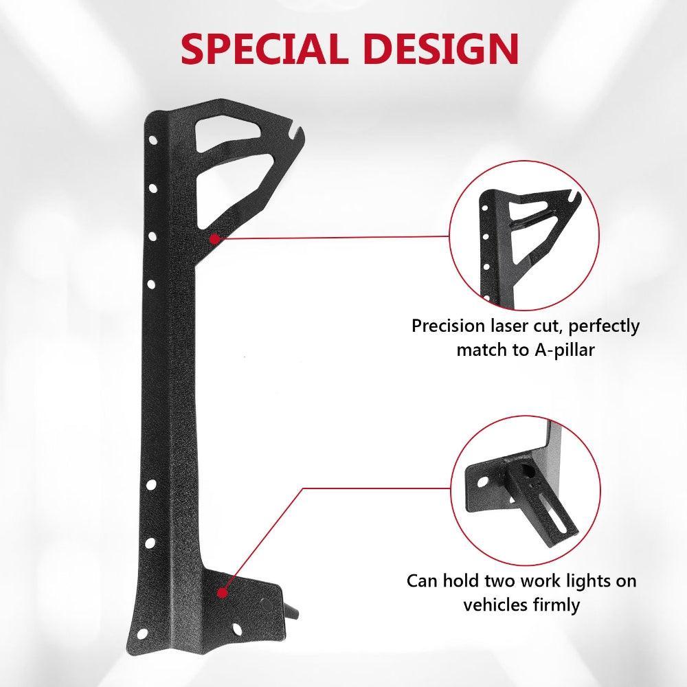 52" Straight Barres lumineuses 2 IN 1 Design Windshield Mounting Brackets pour 2007-2017 Jeep Wrangler JK – vue 3