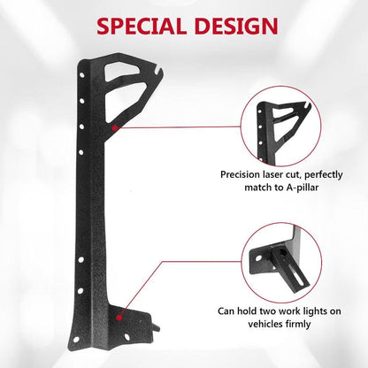 52″ droit Barres lumineuses conception 2-en-1 pare-brise supports de montage pour 2007–2017 Jeep Wrangler JK – vue 3