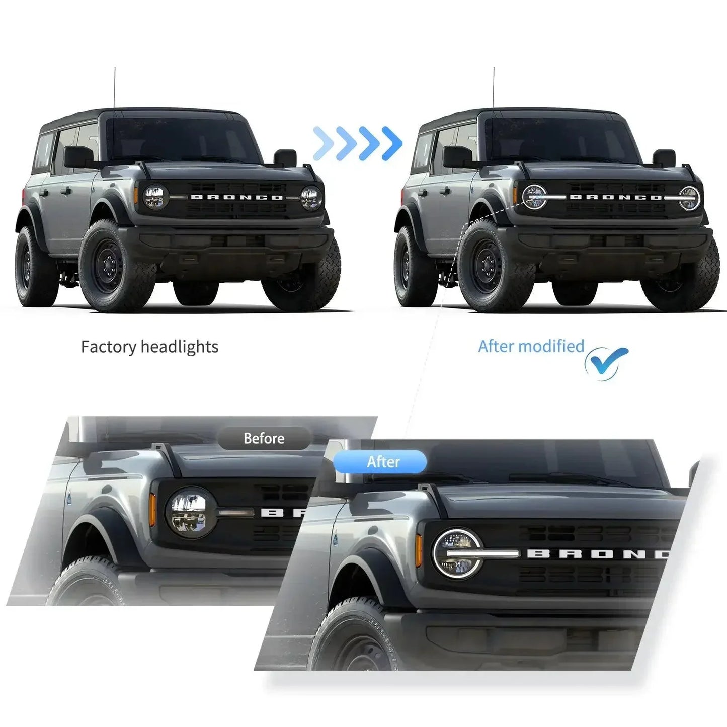 LED bloc optique avant Projector pour 2020-2024 Ford Bronco – vue 5