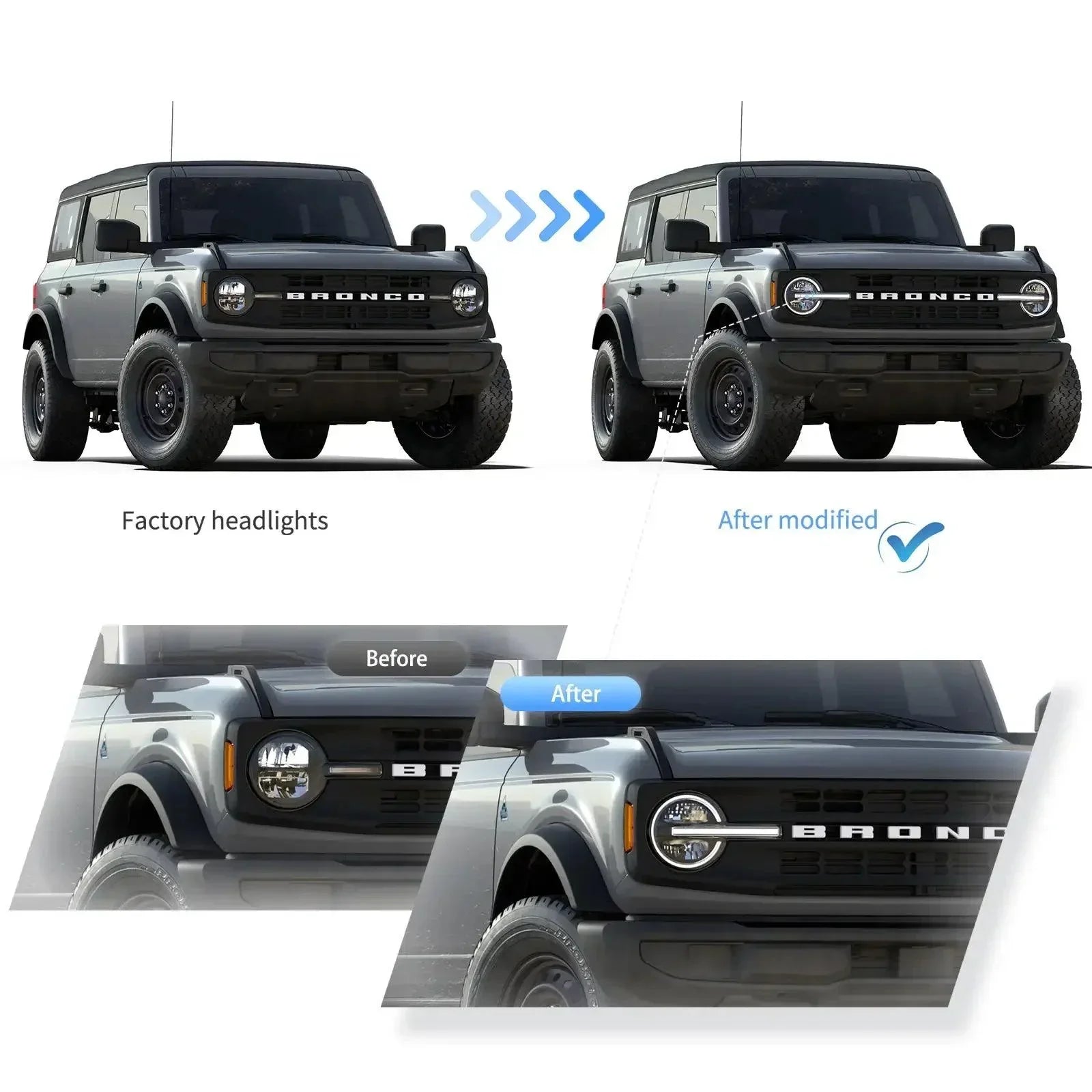 LED bloc optique avant Projector pour 2020-2024 Ford Bronco – vue 5