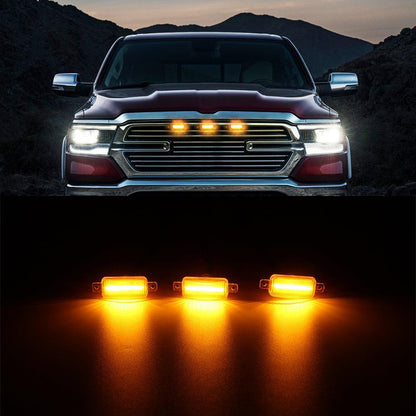Lot de 3 LED avant feux de calandre style Raptor orange éclairage pour Dodge Ram 1500 2500 3500 (orange shell/ boîtier fumé)
