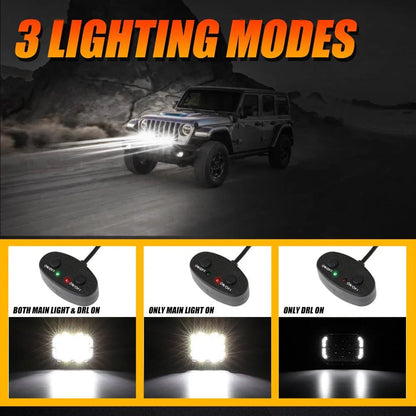 7×5″ rectangulaire projecteurs LED compacts blanc Spot feux longue portée avec DRL pour ATV UTV side-by-side 4×4 – vue 2