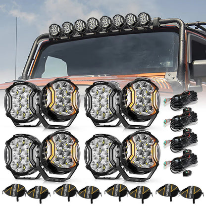 V-ULTRA série | 5″ 172 W éclairage LED latéral orange/blanc projecteurs LED compacts avec orange DRL – vue 26 – NOVADOMIO
