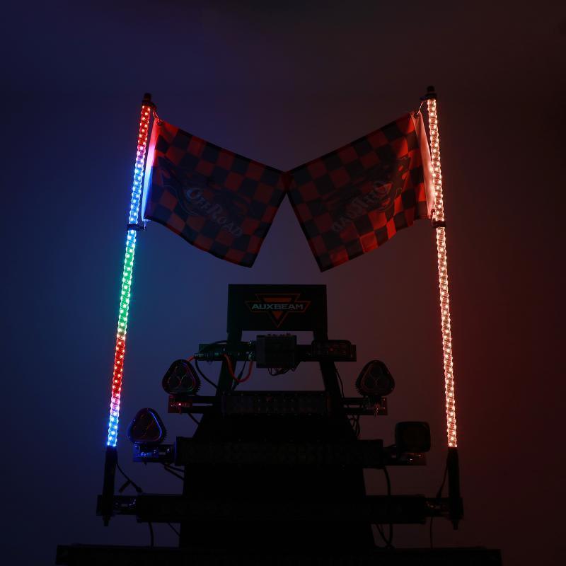 3FT/4FT LED RGB Whip Lights & Rear Pillar Flagpole Light Brackets Combo pour Can-Am Maverick X3 – vue 13