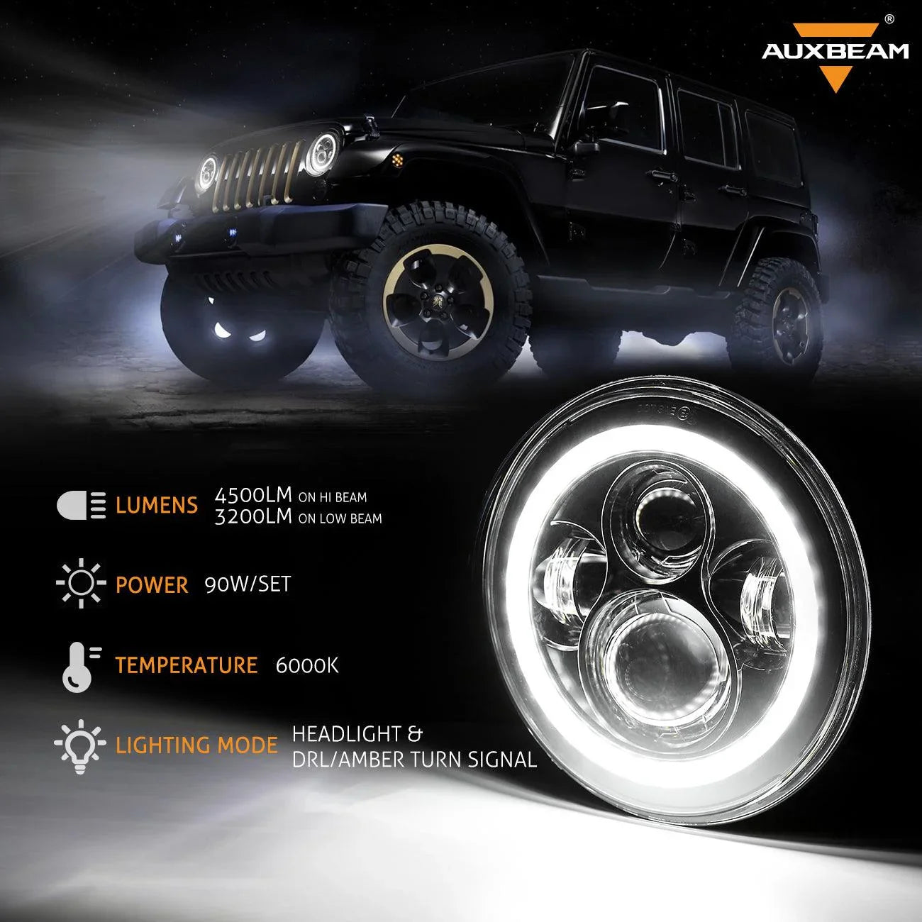 7'' LED Headlight Replacement avec Halo Ring & LED Smoke Tail Light Brake Reverse clignotant Lamp pour Jeep Wrangler JK – vu…