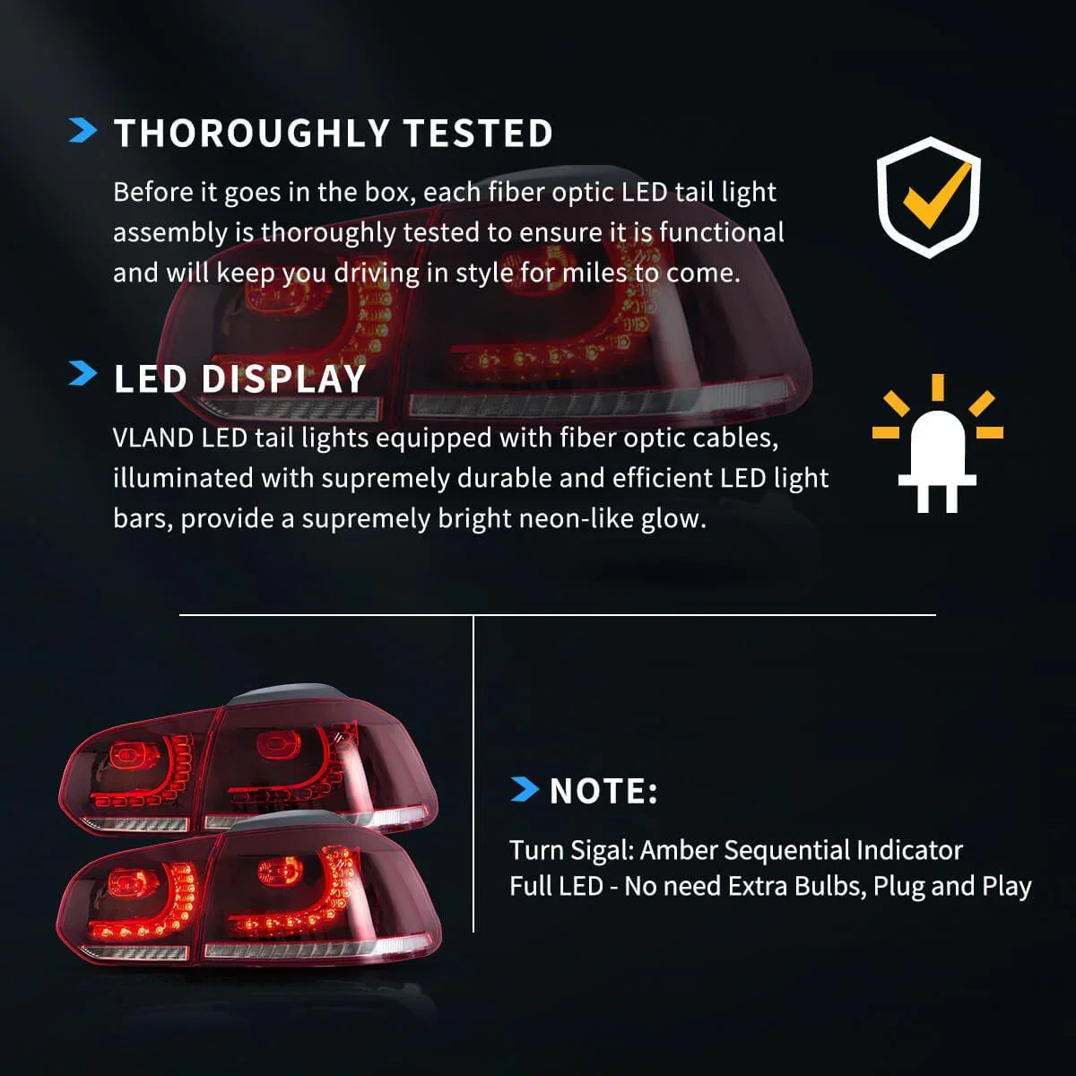 LED bloc de feux arrière avec orange Sequential clignotant pour 2008-2014 VW Golf 6th Gen Mk6 Hetchback – vue 11