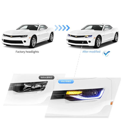 LED bloc optique avant RGB projecteur double faisceau noir pour 2014–2015 Chevrolet Camaro – vue 5 – NOVADOMIO