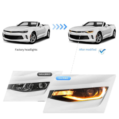 LED bloc optique avant projecteur double faisceau noir pour 2016–2022 Chevrolet Camaro 6th Gen – vue 9 – NOVADOMIO
