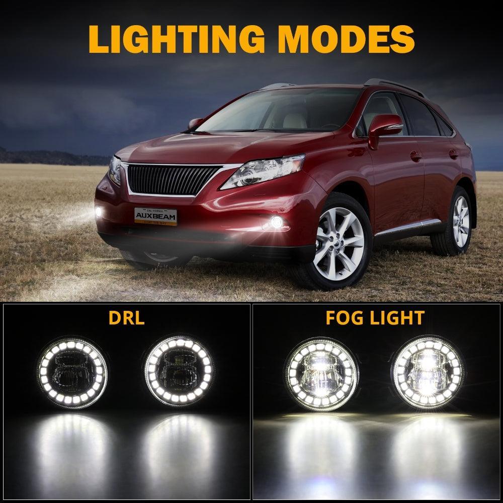 LED Fog Lights avec Halo DRL Universal Fit pour Toyota Camry Corolla RAV4 Yaris Prius Highlander Venza Avalon Matrix Solara…