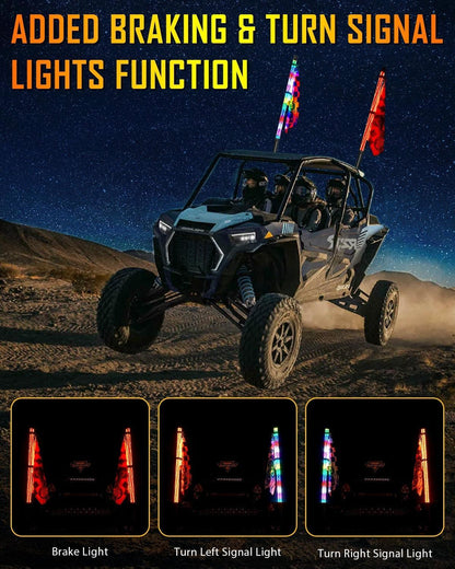 New 2.8FT LED RGB fouets LED avec clignotant & feu stop, Bluetooth APP/ télécommande – vue 6 – NOVADOMIO