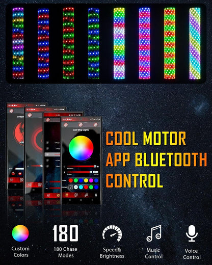 New 1.9FT LED RGB fouets LED avec clignotant & feu stop, Bluetooth APP/ télécommande – vue 4 – NOVADOMIO
