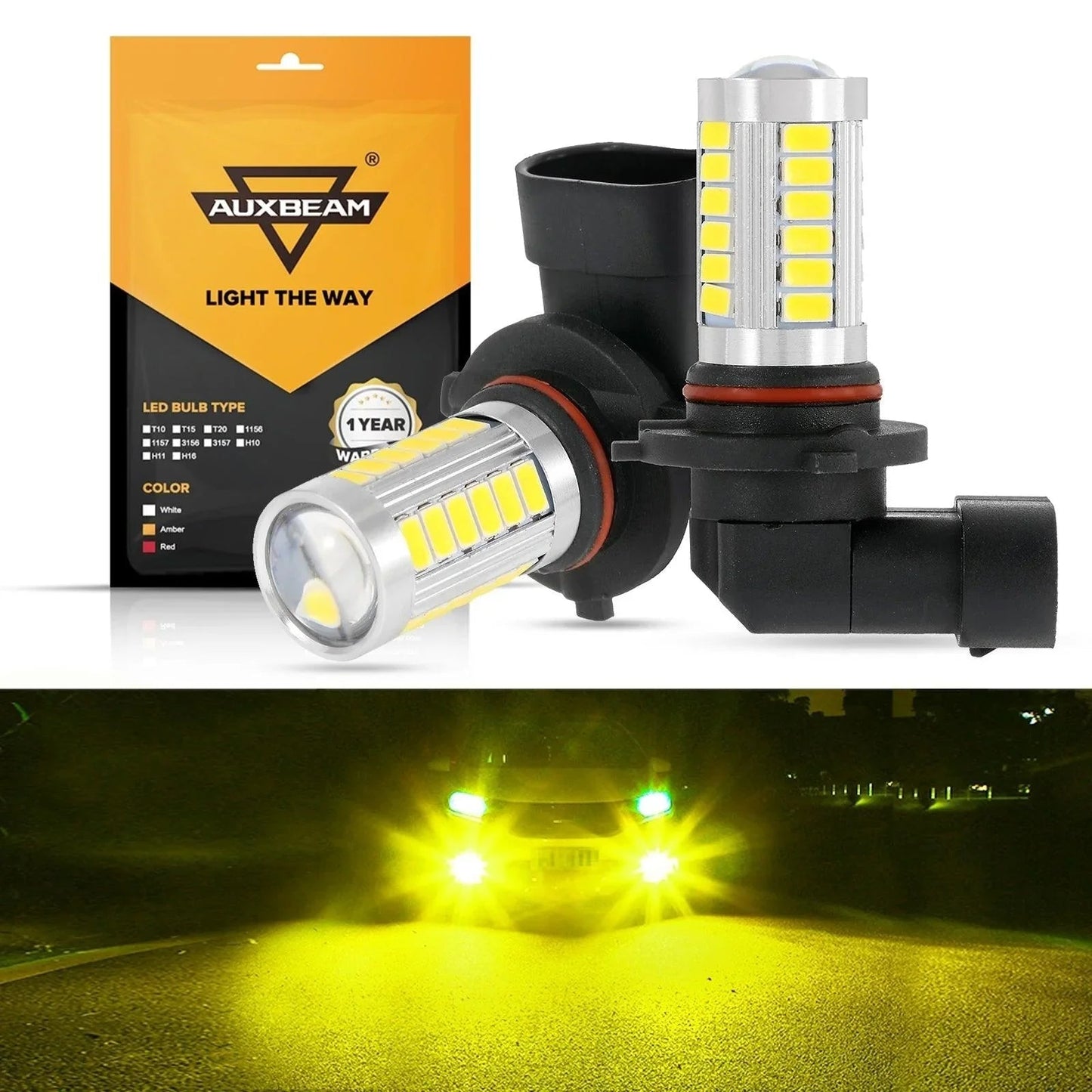 9006/HB4 LED Fog Light/DRL Bulbs 50W 4000LM Golden Yellow 33LED série – 2 ampoules