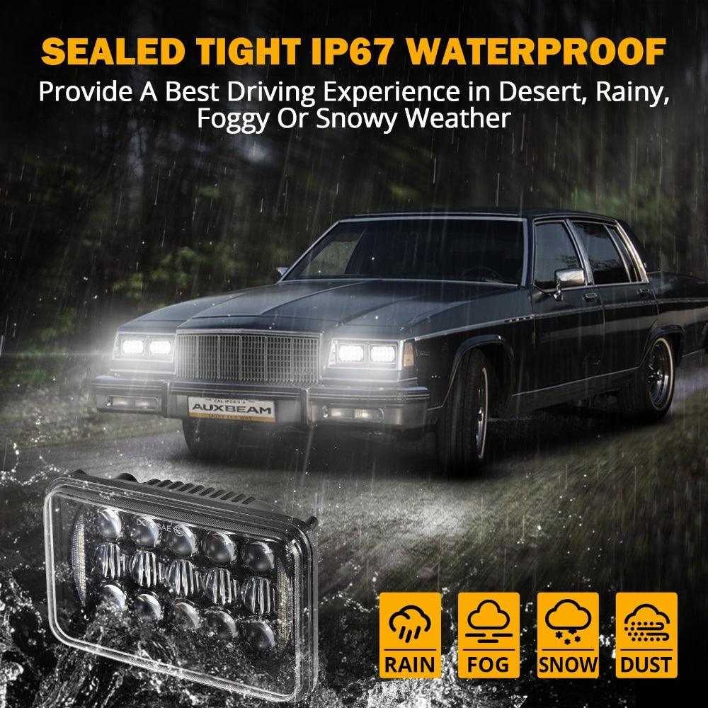 4x6 LED Headlights Rectangular Headlamps Hi/Lo Sealed Beam avec DRL DOT Approved Replacement H4651 H4652 H4656 H4666 H6545 C…