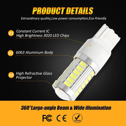 7440 7440 A Ampoules LED pour recul, clignotants, stop et feux arrière 20 W 4 000 lm 6 500 K blanc 33LED série – 2 ampoules