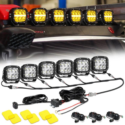 6/8Pcs 5 pouces 132W orange DRL Projecteurs LED compacts avec Power Harness – NOVADOMIO