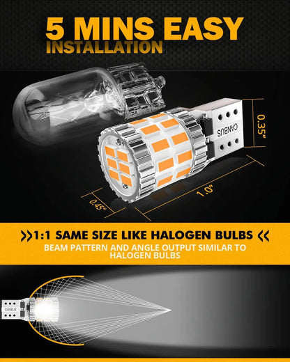 168 2825W5W T10 Ampoules LED pour plaque, feux latéraux et intérieur 3 W 400% plus lumineux CAN-bus anti-erreur orange B1