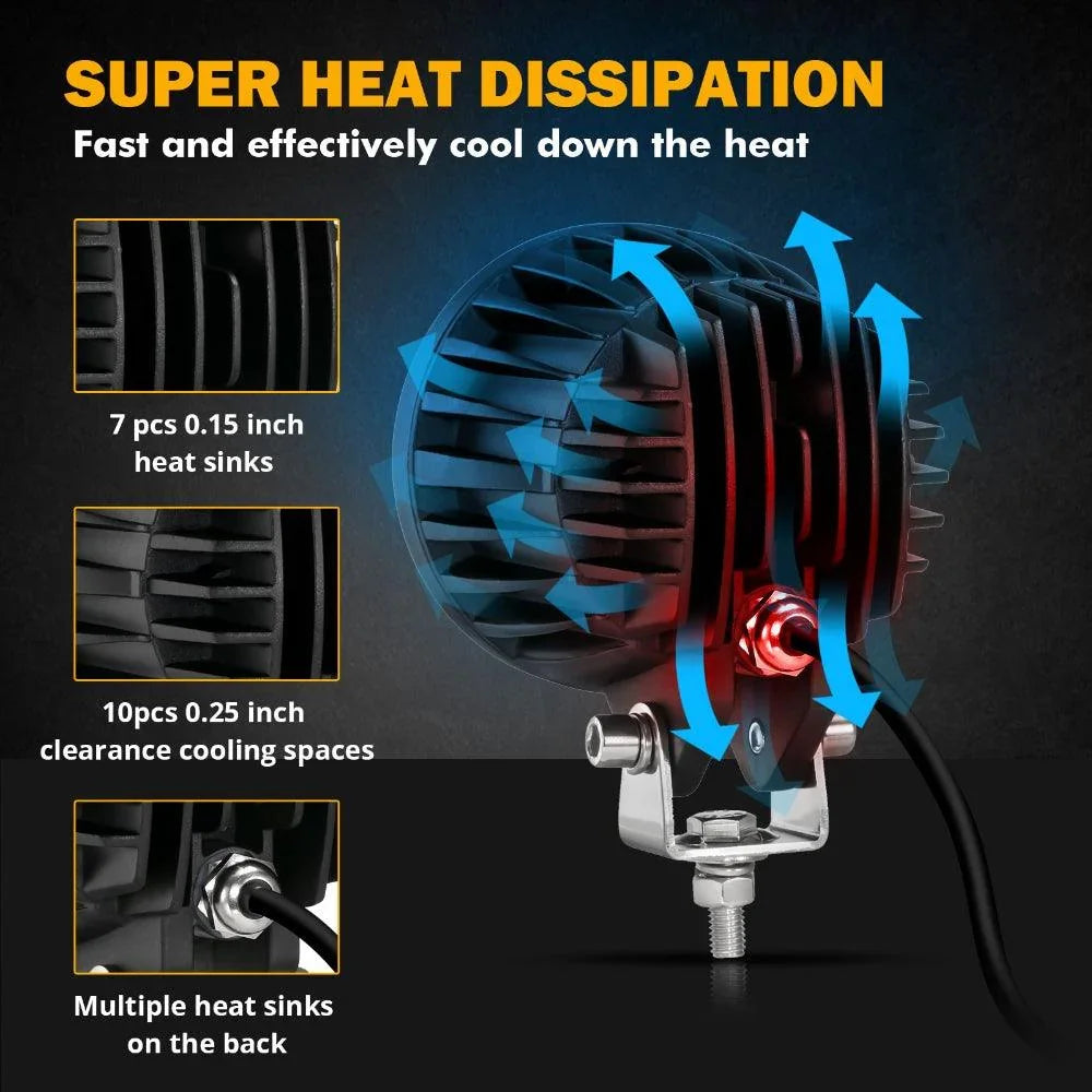 C4 série | 4 Inch 100W Spot Round LED Pods orange LED Driving Lights – vue 5