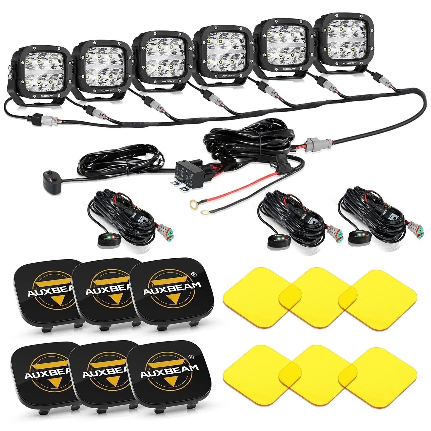 6/8Pcs 5 Inch 132W orange DRL Projecteurs LED compacts avec Power Harness – vue 10