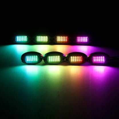 RGB LED éclairages de soubassement Kit avec Bluetooth APP & Télécommande sans fil, Multicolor Neon éclairage sous caisse avec