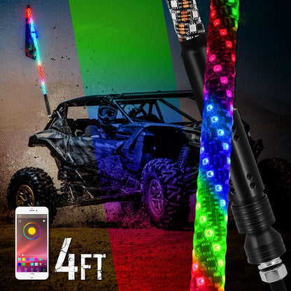 4FT RGB LED fouets LED & RGB LED éclairages de soubassement kit avec commande Bluetooth – vue 24 – NOVADOMIO
