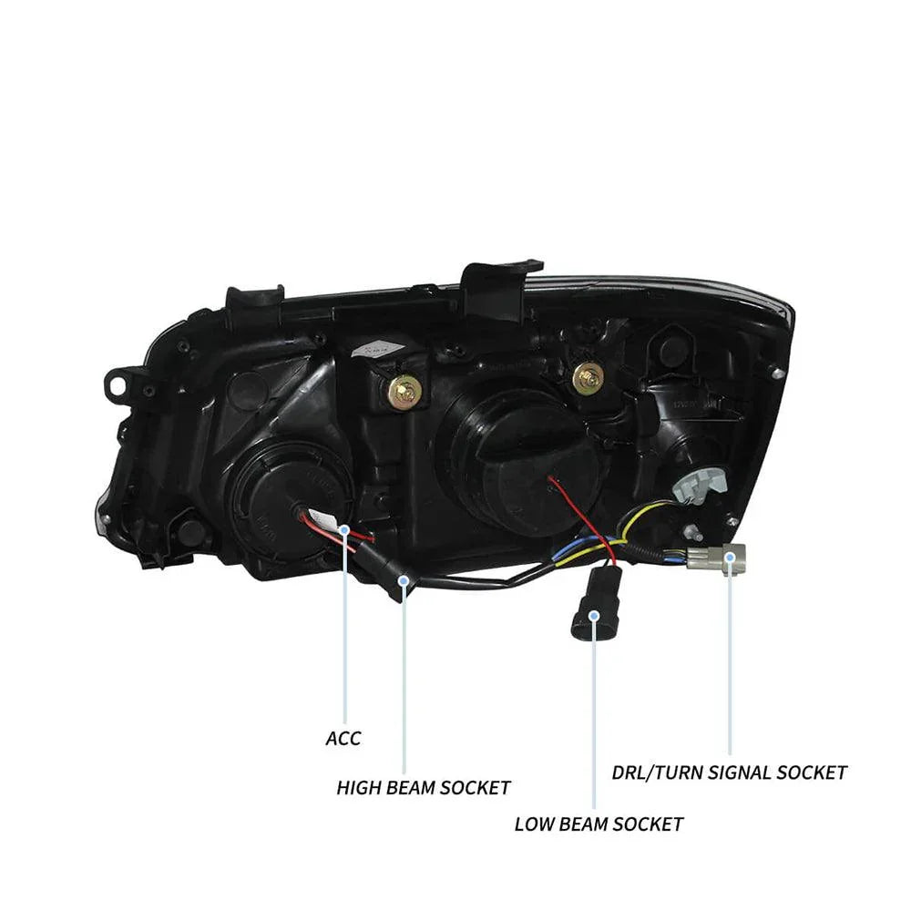 LED bloc optique avant Dual Beam Projector noir pour 2004-2007 Toyota Highlander 1th Gen (XU20) Facelift – vue 4