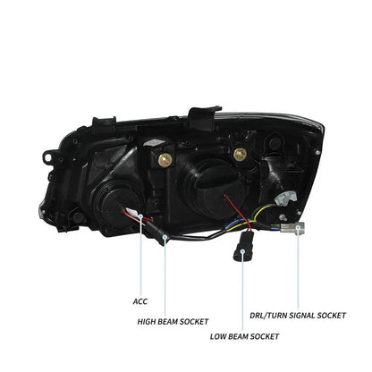 LED bloc optique avant projecteur double faisceau noir pour 2004–2007 Toyota Highlander 1th Gen (XU20) Facelift – vue 4