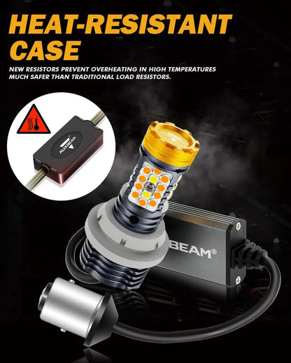 1157 BAY15D Ampoules LED pour clignotants avant et feux de jour 800% haute luminosité sans erreur CAN-bus bicolore à