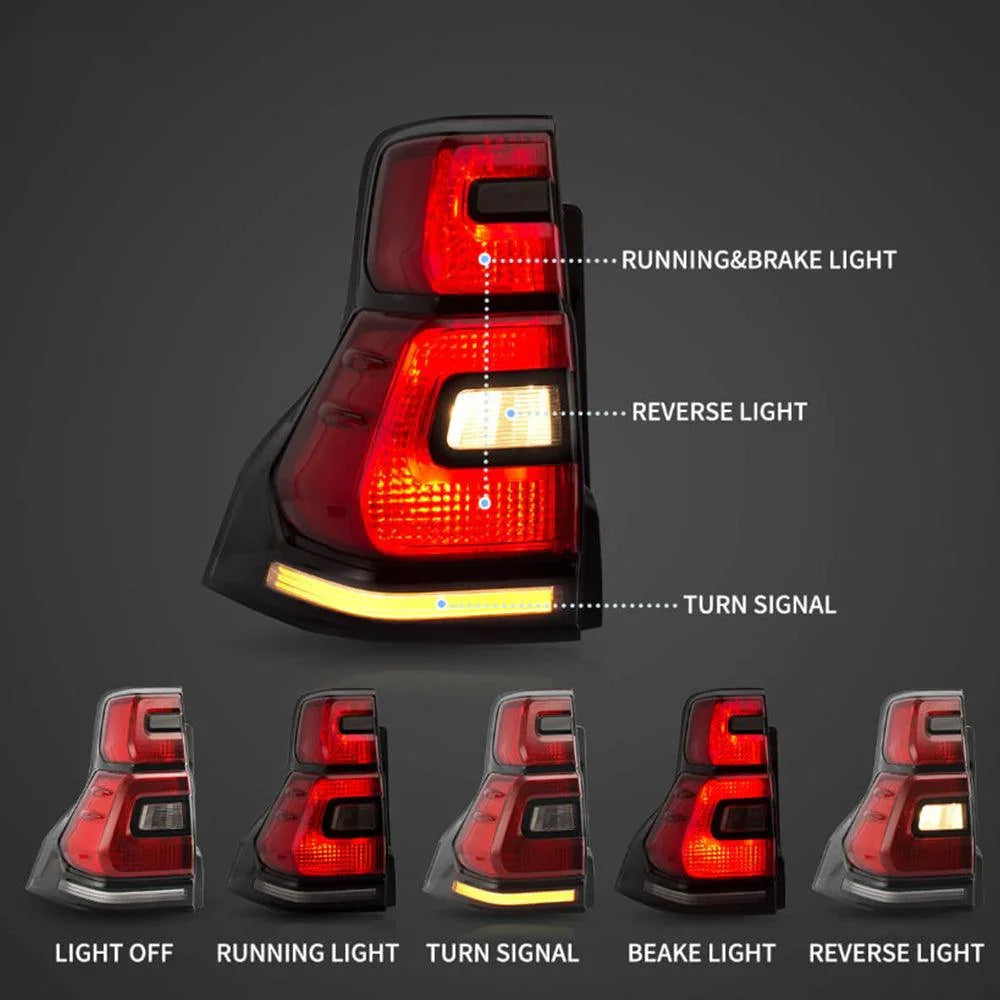 LED bloc de feux arrière avec Sequential clignotant rouge pour 2010-2016 Toyota Land Cruiser Prado 4th Gen – vue 3