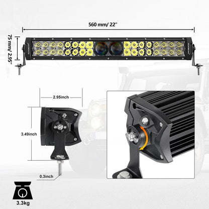 5″ 110 W LED feux longue portée avec supplémentaire orange caches & 22″ 5D-PRO série Barres LED Combo pour CBR 1000rr