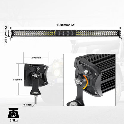 NEW 52″ 5D-PRO série 55 000 lm faisceau longue portée tout-terrain Barres LED – vue 12 – NOVADOMIO