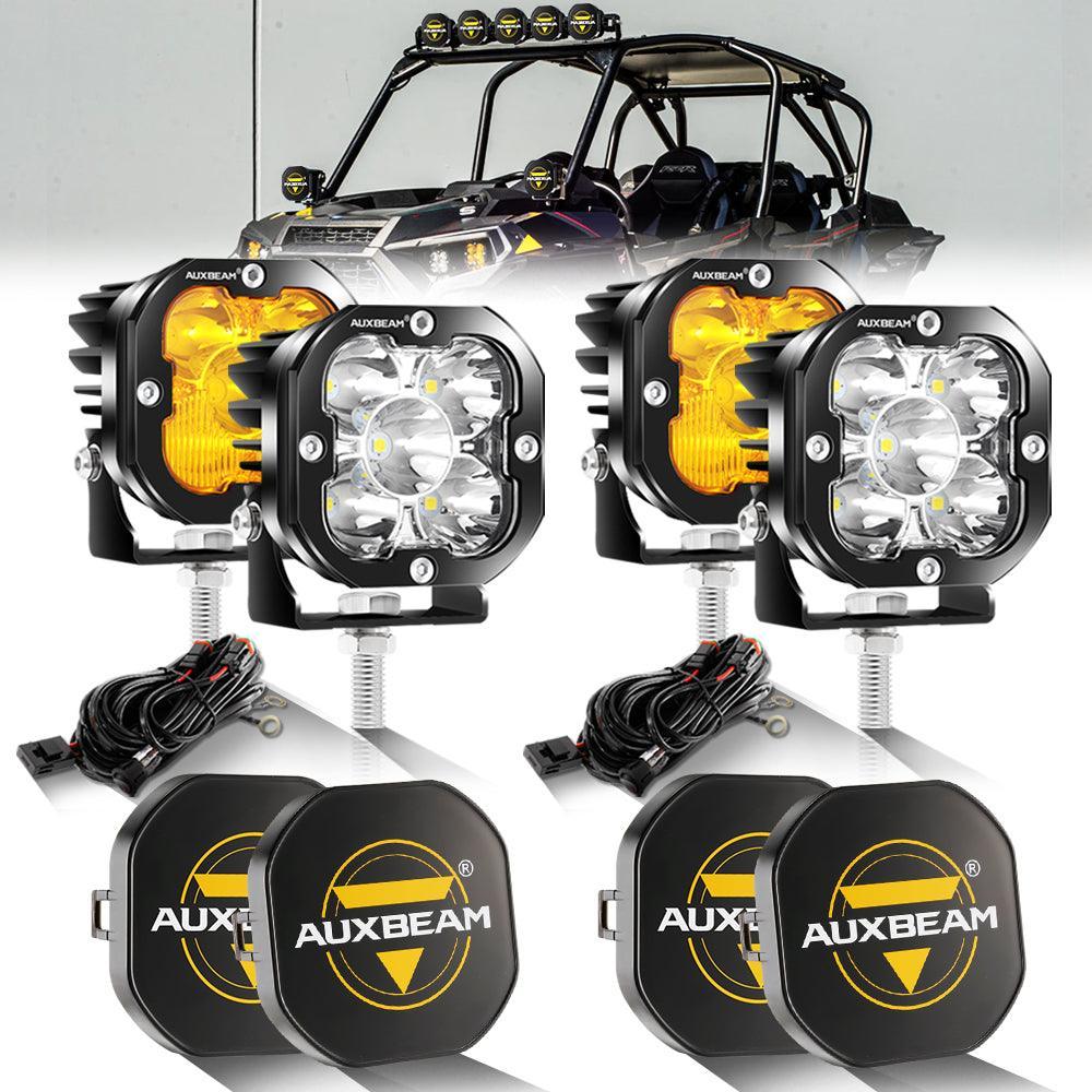 3 Inch 80W 9600LM LED Pods Lights blanc&orange pour ATV UTV SIDE BY SIDE 4X4 – vue 16