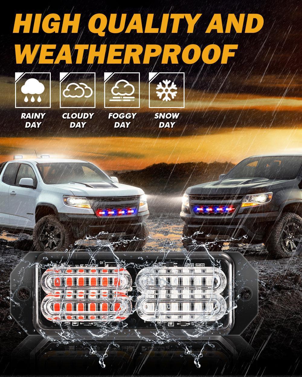 (4PSC/SET) 24LED Emergency Surface Mount Grill feu à éclats pour Trucks Vehicles ATV RV Cars Van – vue 4