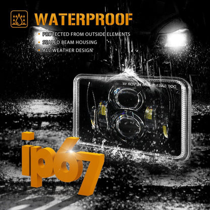 4×6″ 55 W Rectangular LED phare homologation DOT noir – vue 4 – NOVADOMIO