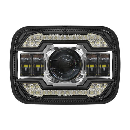 Starlight Flow série 7×6″ optique scellée phares LED avec feux de route/croisement & orange clignotant blanc DRL pour Jeep