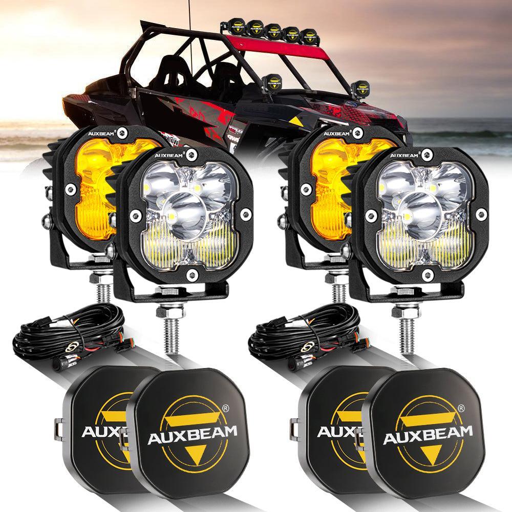 3 Inch 80W 9600LM LED Pods Lights blanc&orange pour ATV UTV SIDE BY SIDE 4X4 – vue 19