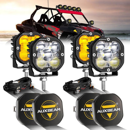3″ 80 W 9 600 lm projecteurs LED compacts blanc&orange pour ATV UTV side-by-side 4×4 – vue 19 – NOVADOMIO