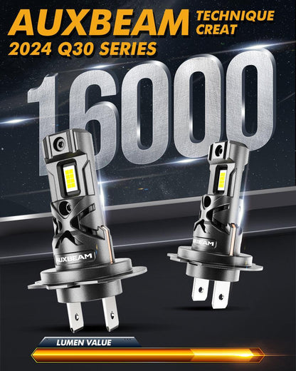 H7 Ampoules de phare LED Q30 série Brightest Wireless 60W 16000LM 6500K blanc froid – 2 ampoules – vue 2 – NOVADOMIO