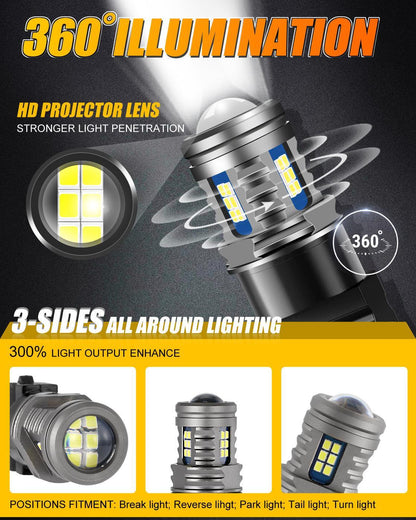Lot de 2 Y2 série 3-Sides blanc froid LED Brake/Turn Single/Back-up/feu latéral/DRL – vue 3 – NOVADOMIO