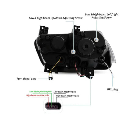 LED bloc optique avant RGB projecteur double faisceau noir pour 2011–2014 Dodge Charger (LD) – vue 7 – NOVADOMIO