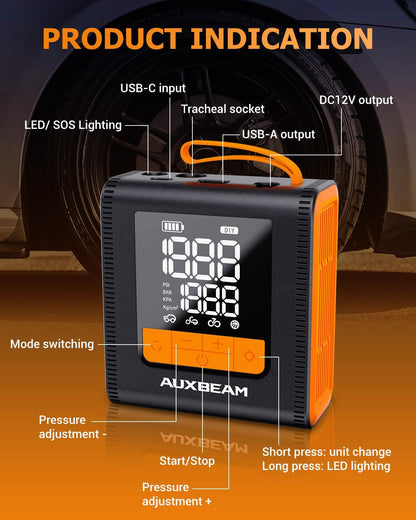 Model-H4 19 mm Cylinder Portable automobile Tire Inflator Air Compressor Pump pour pick-up automobile moto Bike Ball – vue 3