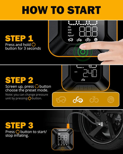 Model-H6 28 mm Cylinder Portable automobile Tire Inflator Air Compressor Pump pour pick-up automobile moto Bike Ball – vue 5