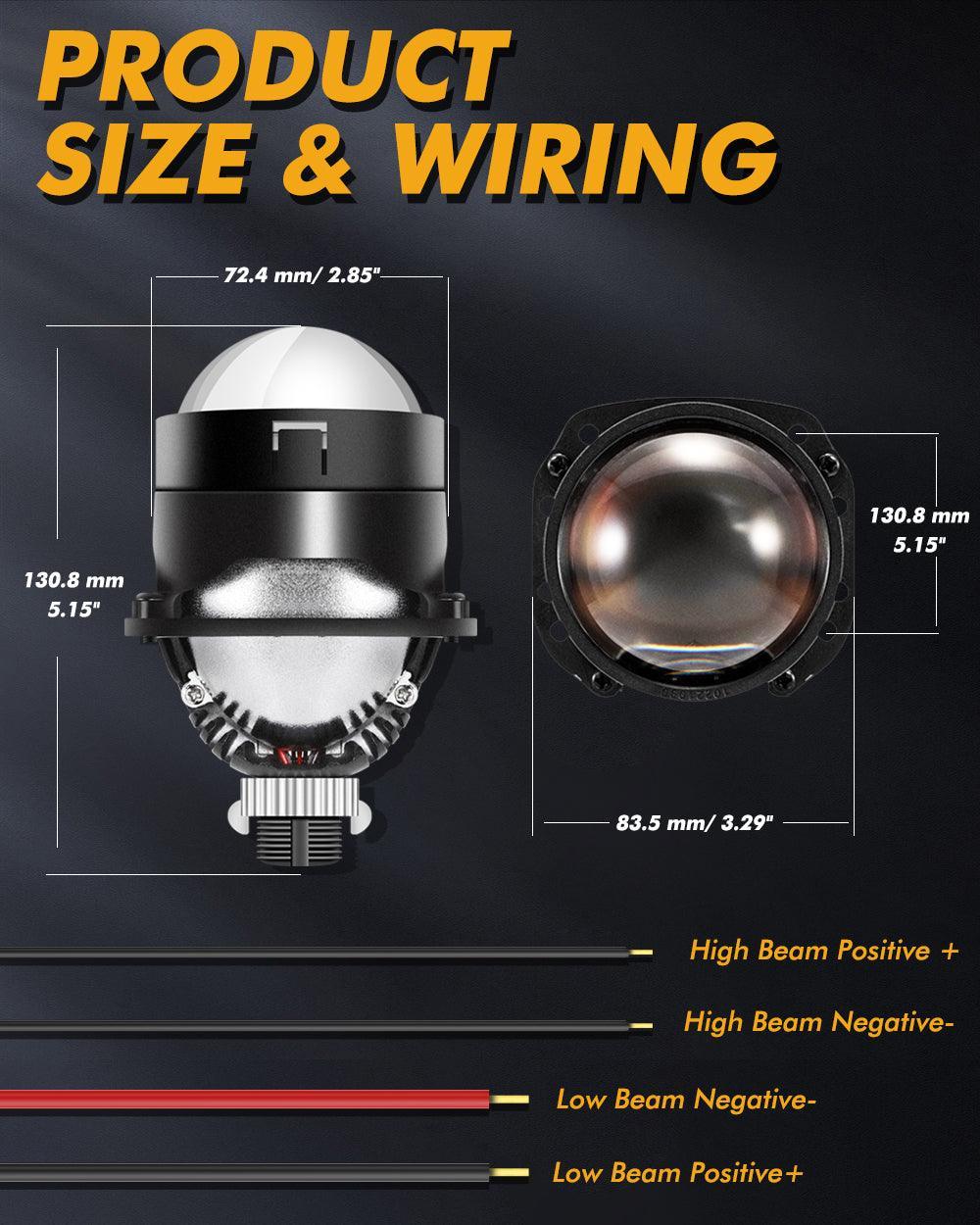 2.5 Inch 80W 6000K Bi-LED Projector Lens Headlight Non-Destructive Installation Projector Lens pour Car | 2PCS/Set – vue 7